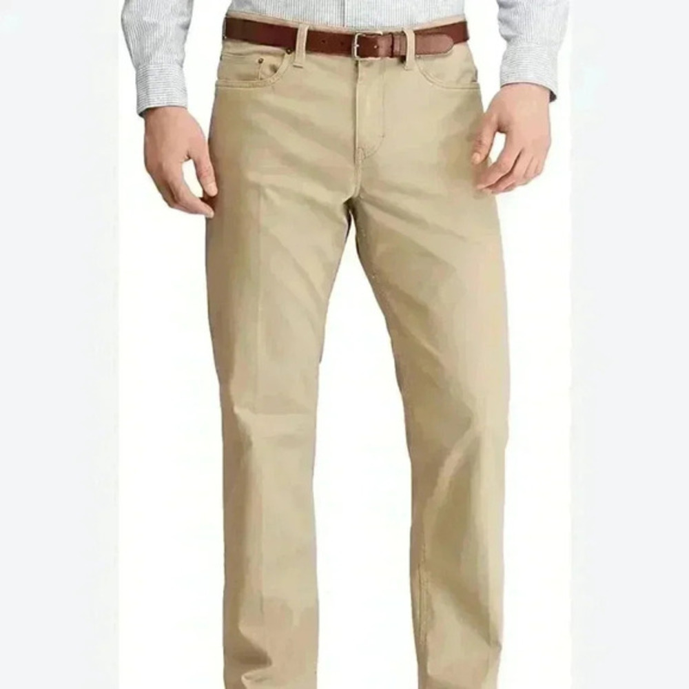 NEW Ralph Lauren Chaps‎ Men's Size 36 Beige Khaki Pants flat front NWT